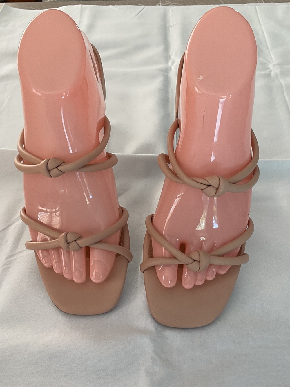 Dolce Vita Knotted Strappy Square-Toe Sandals in Beige